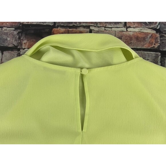 MM. LAFLEUR Blouse XL Crepe Tunic Drape Cowl Neck Long Sleeve Back Keyhole Lime - Picture 4 of 7